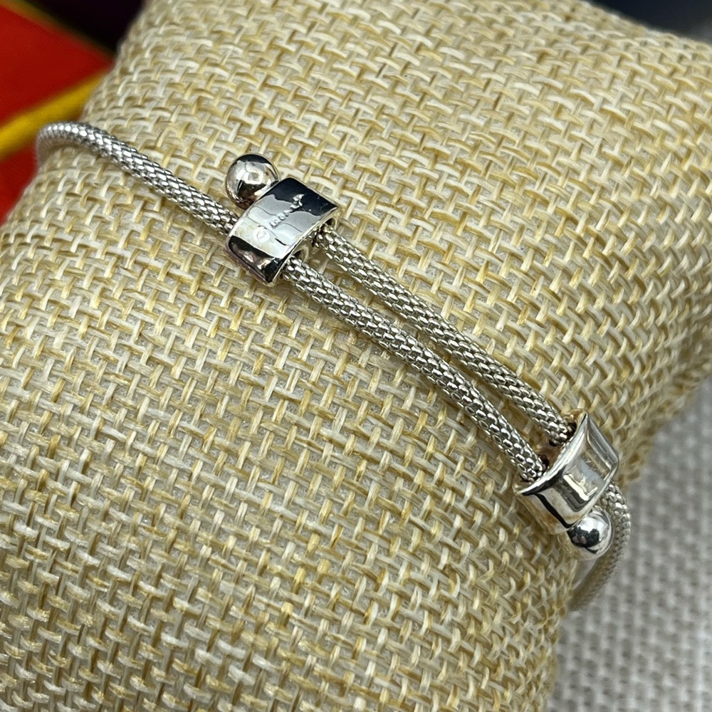 Vintage Monet Silver-Tone Mesh Bracelet - 7.25” - Picture 6 of 14